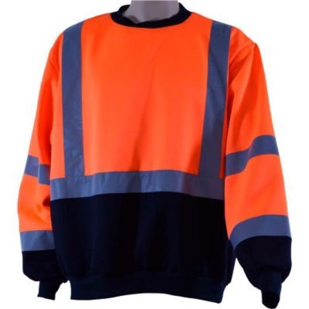 PETRA ROC INC Petra Roc Crew Neck Sweater, ANSI Class 3, Polar Fleece, Orange/Black, 5XL OBCSW-C3-5X